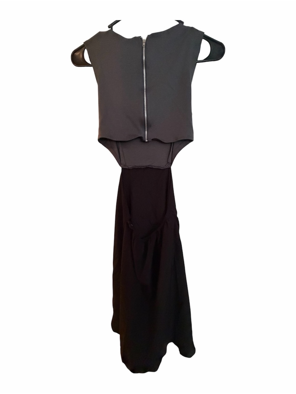Savannah Two-Tone Gray Top and Black Maxi Dress - Picture 2 of 4